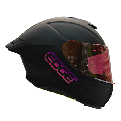 Casco Edge Integral Shanghai Solido Negro / Rosado Dot I Ece