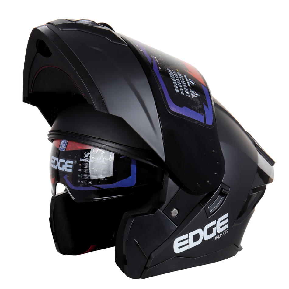 Casco EDGE Abatible Boston Sólido Negro Certificación DOT I ECE