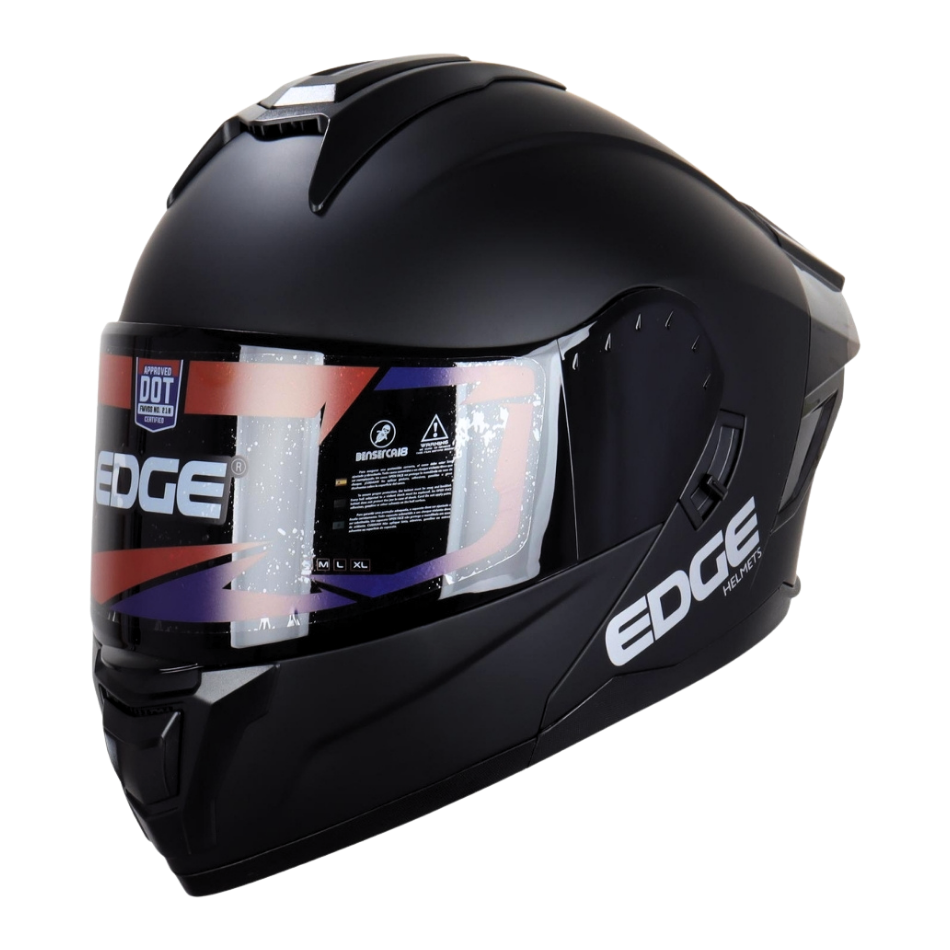 Casco EDGE Abatible Boston Sólido Negro Certificación DOT I ECE