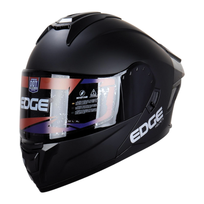 Casco EDGE Abatible Boston Sólido Negro Certificación DOT I ECE