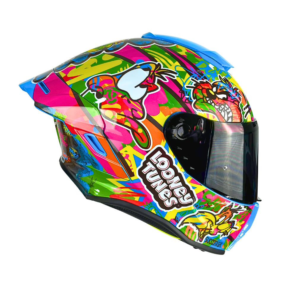 Casco WARNER Integral Shanghai Looney Tunes Neon Certificación DOT I ECE