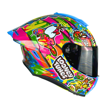 Casco WARNER Integral Shanghai Looney Tunes Neon Certificación DOT I ECE