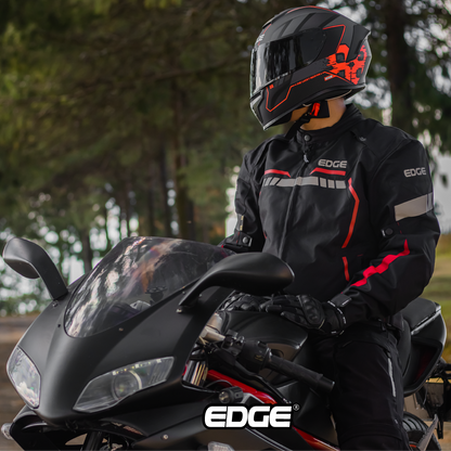 Casco Moto Edge Integral Frankie Master88 Negro/rojo CERTIFICACIÓN DOT