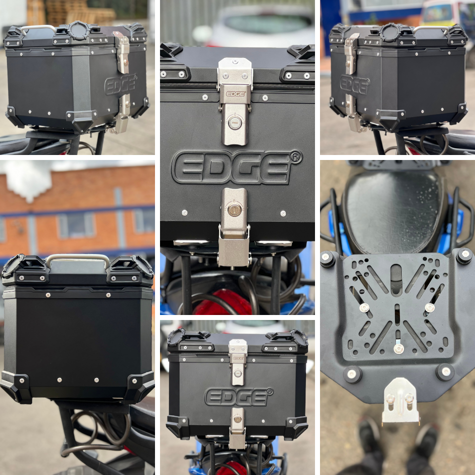 Maletero para Motocicleta (Baul) Edge Aluminio Negro 45 Litros