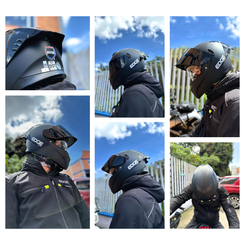 Casco EDGE Integral Racer Sólido Negro Certificación DOT