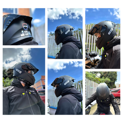 Casco EDGE Integral Racer Sólido Negro Certificación DOT