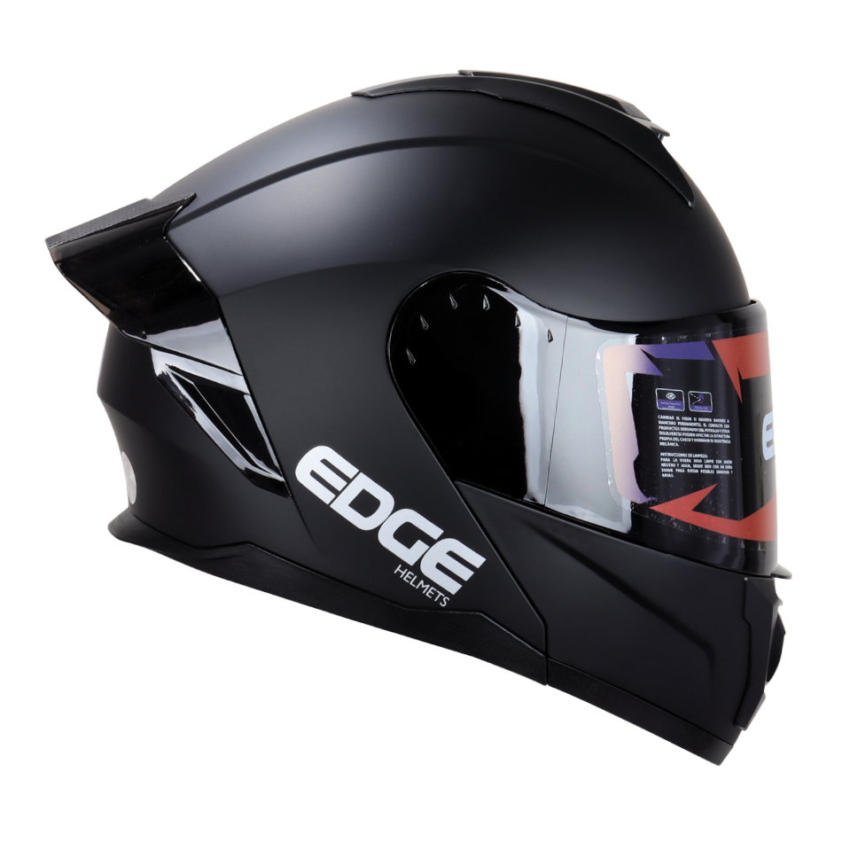 Casco EDGE Abatible Boston Sólido Negro Certificación DOT I ECE