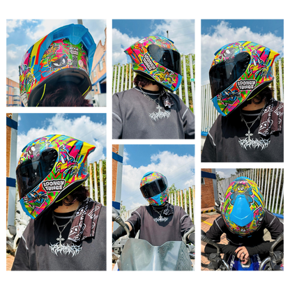 Casco WARNER Integral Shanghai Looney Tunes Neon Certificación DOT I ECE