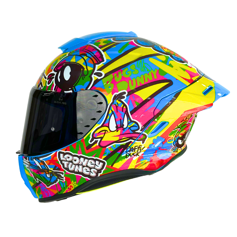 Casco WARNER Integral Shanghai Looney Tunes Neon Certificación DOT I ECE