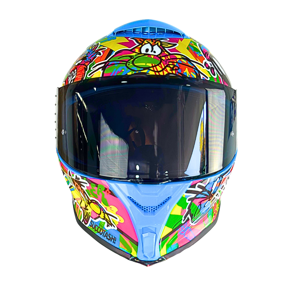 Casco WARNER Integral Shanghai Looney Tunes Neon Certificación DOT I ECE