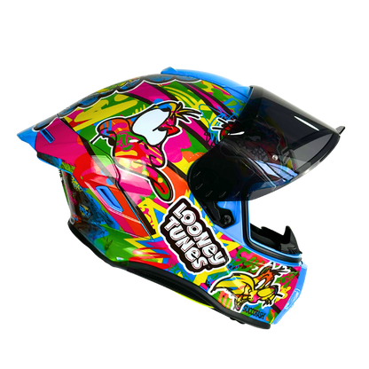 Casco WARNER Integral Shanghai Looney Tunes Neon Certificación DOT I ECE