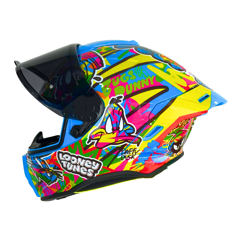 Casco WARNER Integral Shanghai Looney Tunes Neon Certificación DOT I ECE