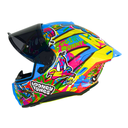 Casco WARNER Integral Shanghai Looney Tunes Neon Certificación DOT I ECE