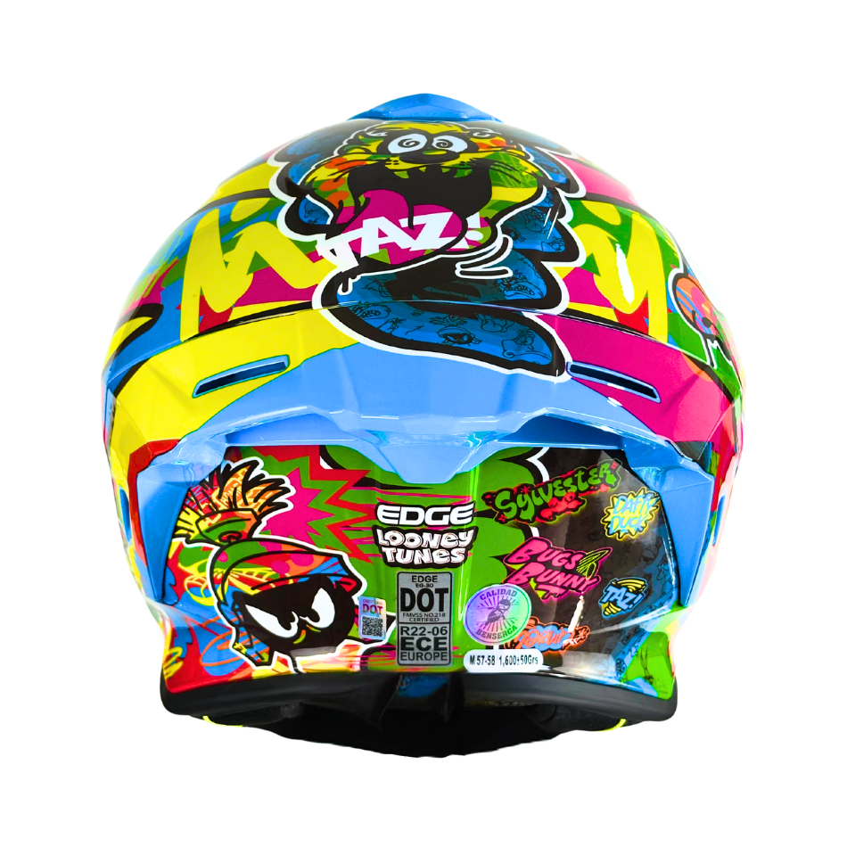 Casco WARNER Integral Shanghai Looney Tunes Neon Certificación DOT I ECE
