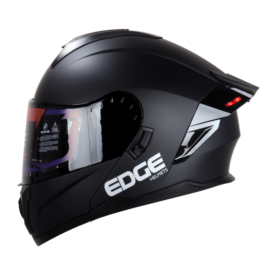 Casco EDGE Abatible Boston Sólido Negro Certificación DOT I ECE