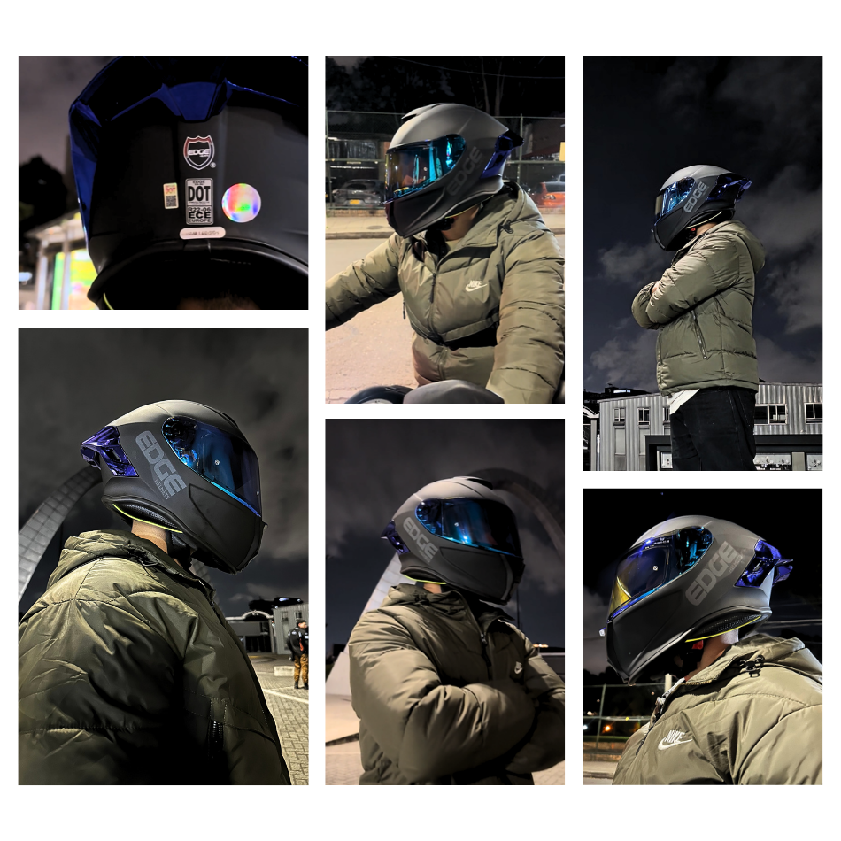 Casco EDGE Integral Shanghai Metalizado Azul Certificación DOT I ECE