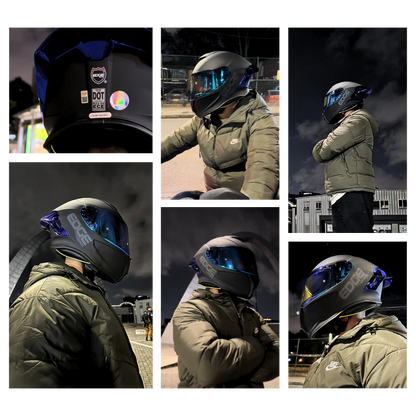 Casco EDGE Integral Shanghai Metalizado Azul Certificación DOT I ECE