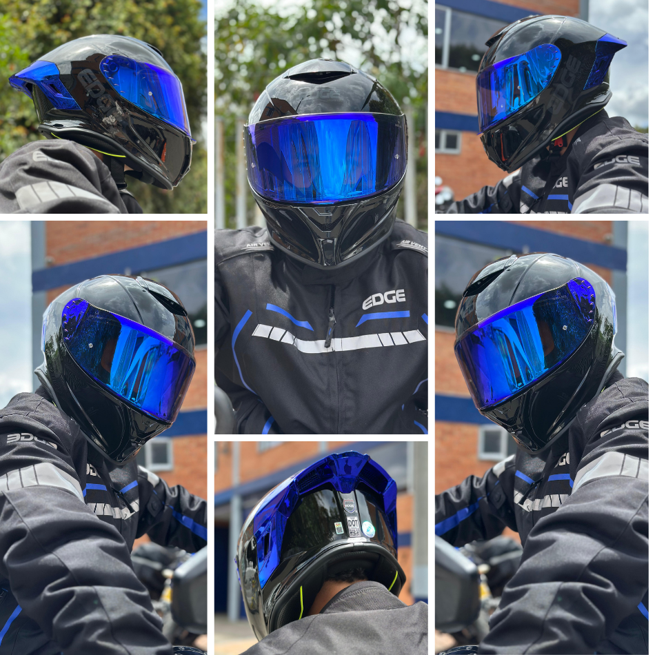 Casco EDGE Integral Shanghai Metalizado Azul Certificación DOT I ECE