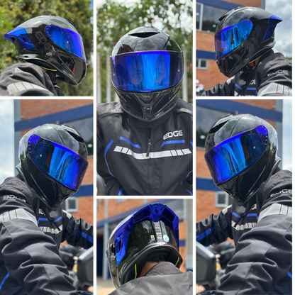 Casco EDGE Integral Shanghai Metalizado Azul Certificación DOT I ECE