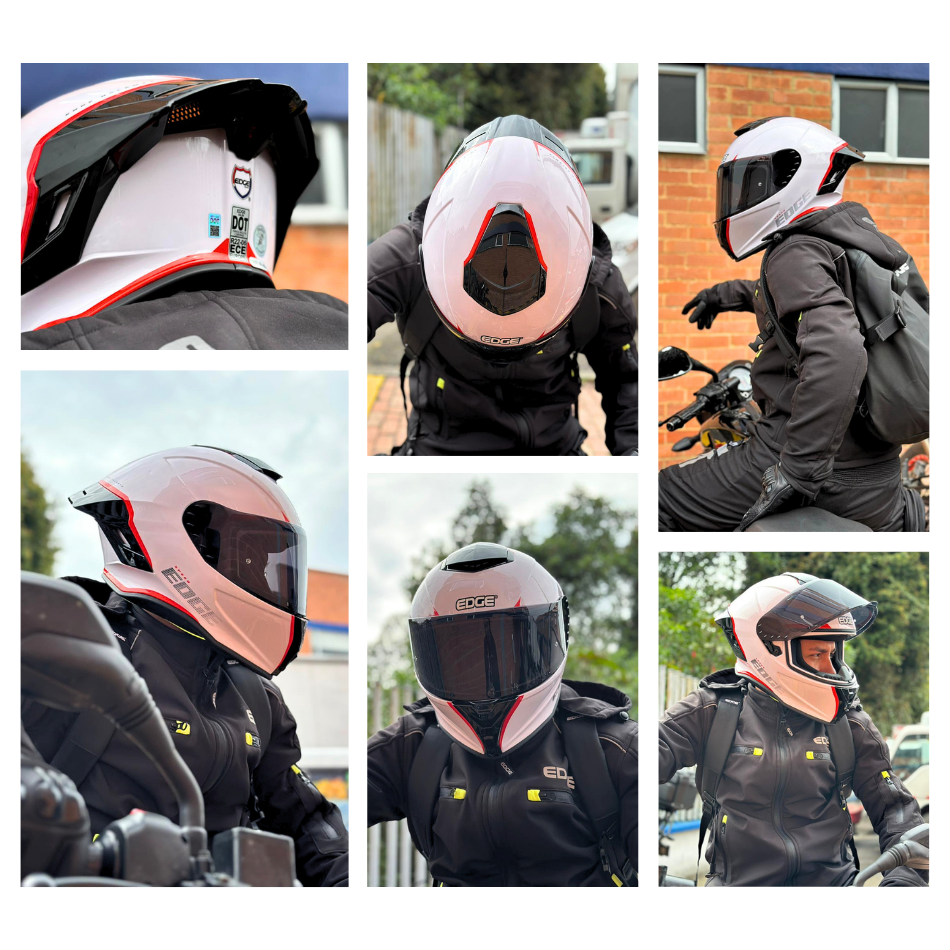 Casco EDGE Integral Shanghai Rush Blanco / Rojo  DOT | ECE