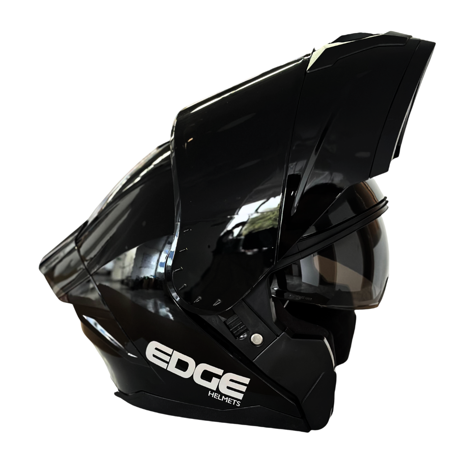 Casco EDGE Abatible Boston Sólido Negro Certificación DOT I ECE