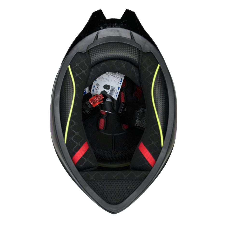 Casco Edge Integral Racer Solido Negro Logo Morado Mate