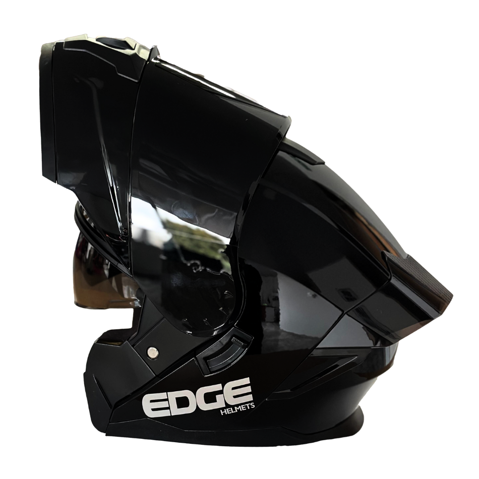 Casco EDGE Abatible Boston Sólido Negro Certificación DOT I ECE