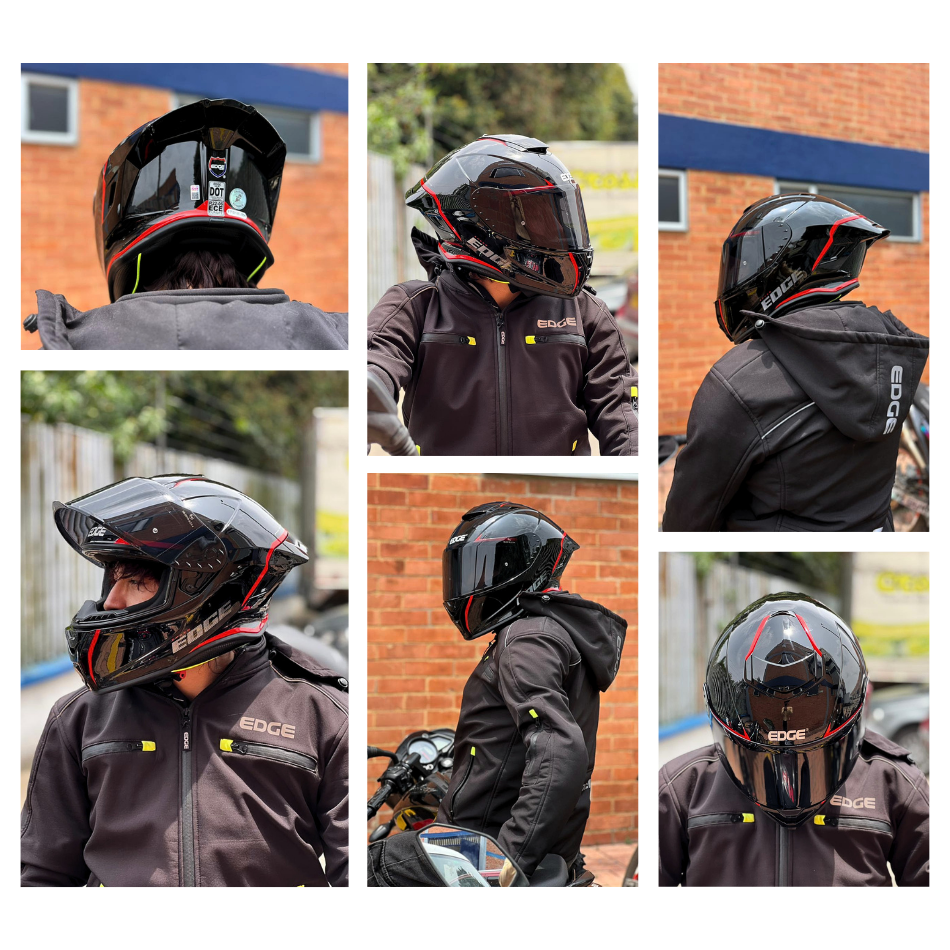 Casco EDGE Integral Shanghai Rush Negro / Rojo  DOT | ECE