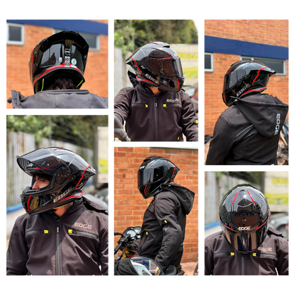 Casco EDGE Integral Shanghai Rush Negro / Rojo  DOT | ECE