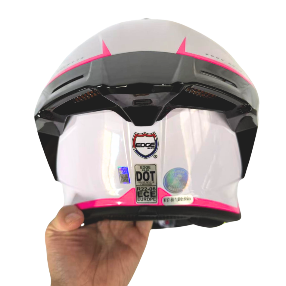 Casco EDGE Integral Shanghai Rush Blanco / Rosado Certificación DOT I ECE