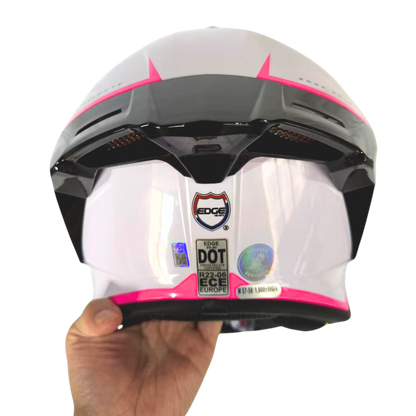 Casco EDGE Integral Shanghai Rush Blanco / Rosado Certificación DOT I ECE