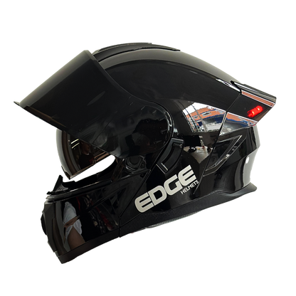 Casco EDGE Abatible Boston Sólido Negro Certificación DOT I ECE