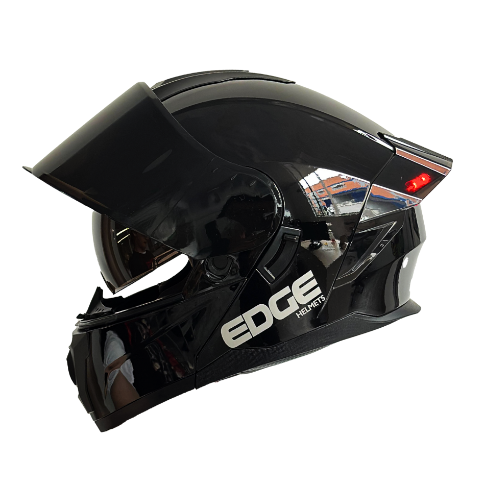 Casco EDGE Abatible Boston Sólido Negro Certificación DOT I ECE