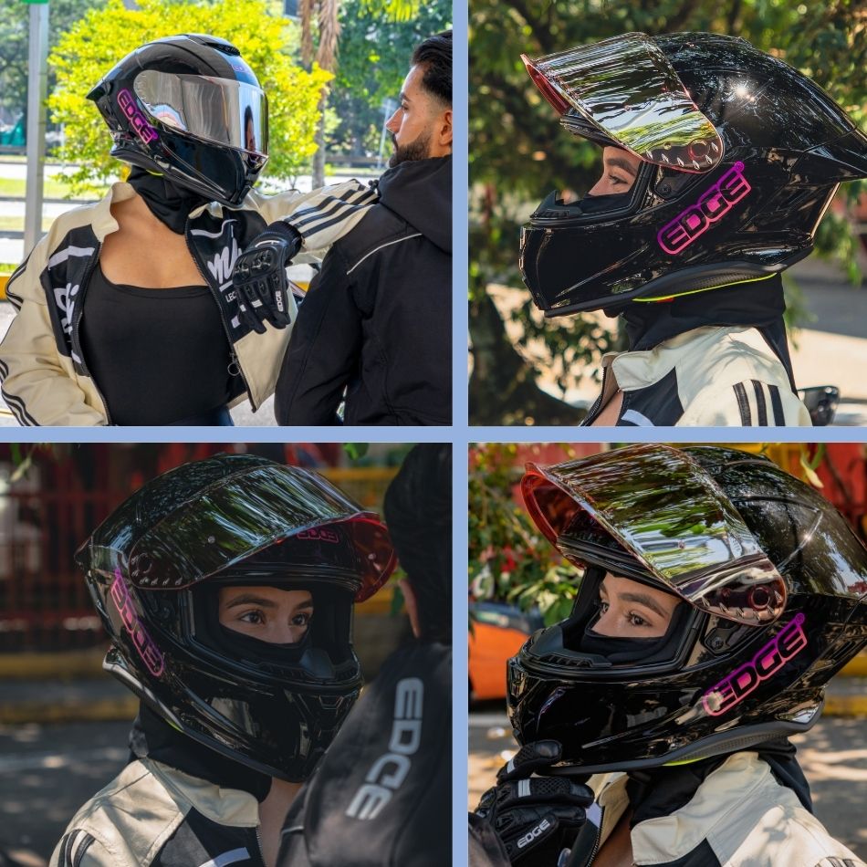 Casco EDGE Integral Shanghai Sólido Logo Rosa Certificación DOT I ECE