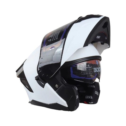 Casco Edge Abatible Boston Solido Blanco Certificado Dot | E