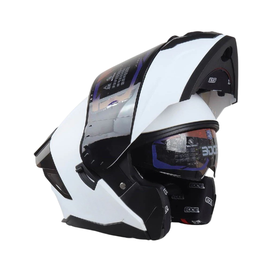 Casco Edge Abatible Boston Solido Blanco Certificado Dot | E