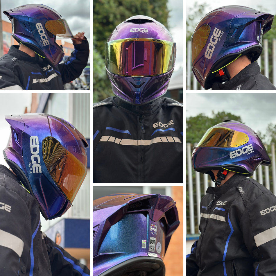 Casco Edge Integral Shanghai Camaleon Morado Brillante