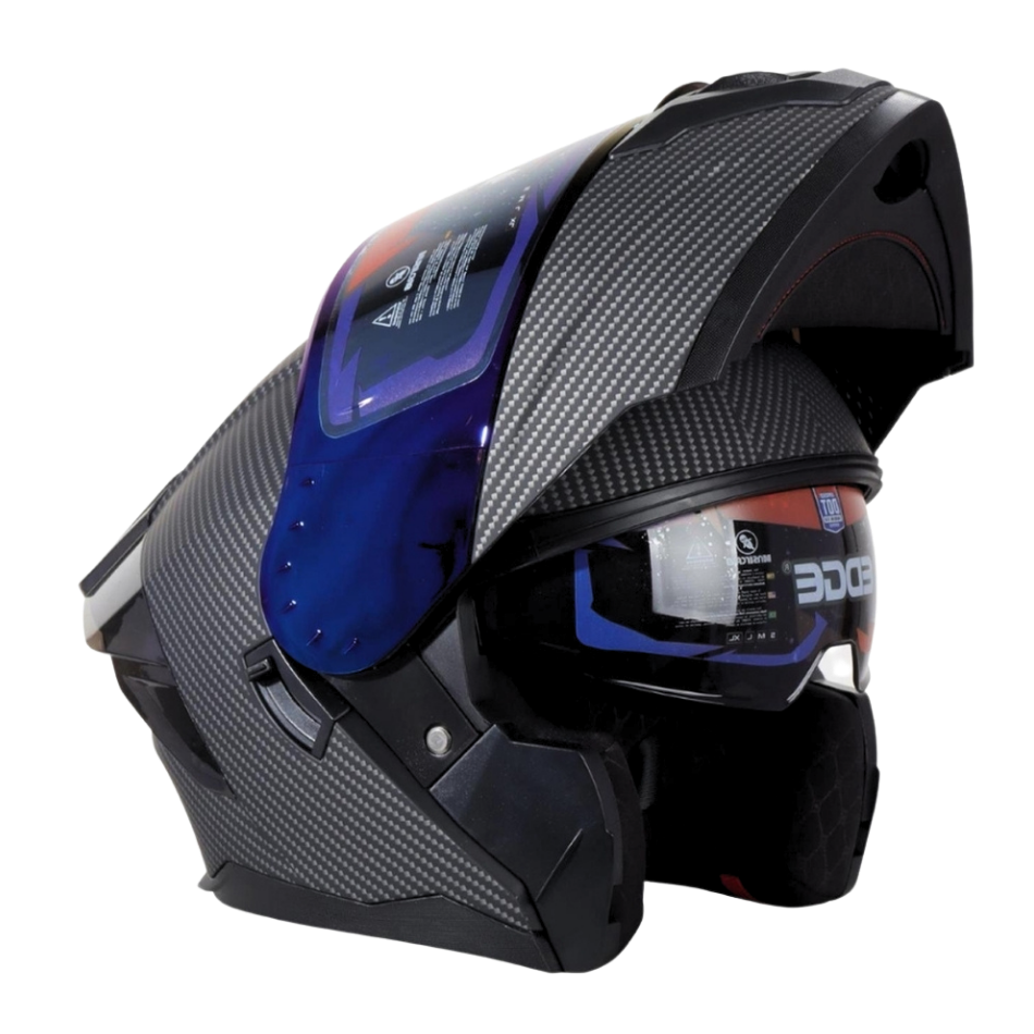 Casco EDGE Abatible Boston Diseño Carbón Certificación DOT I ECE