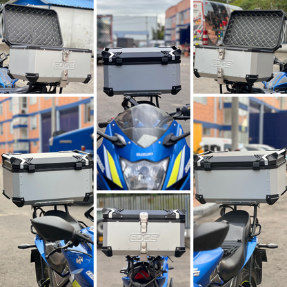 Maletero para Motocicleta (Baul) Edge Aluminio Plateado 65 Litros