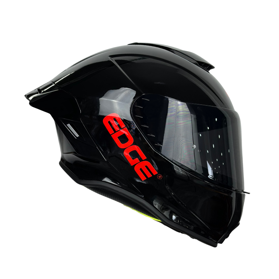 Casco EDGE Integral Shanghai Sólido Negro Logo Rojo Brillante Certificación DOT I ECE