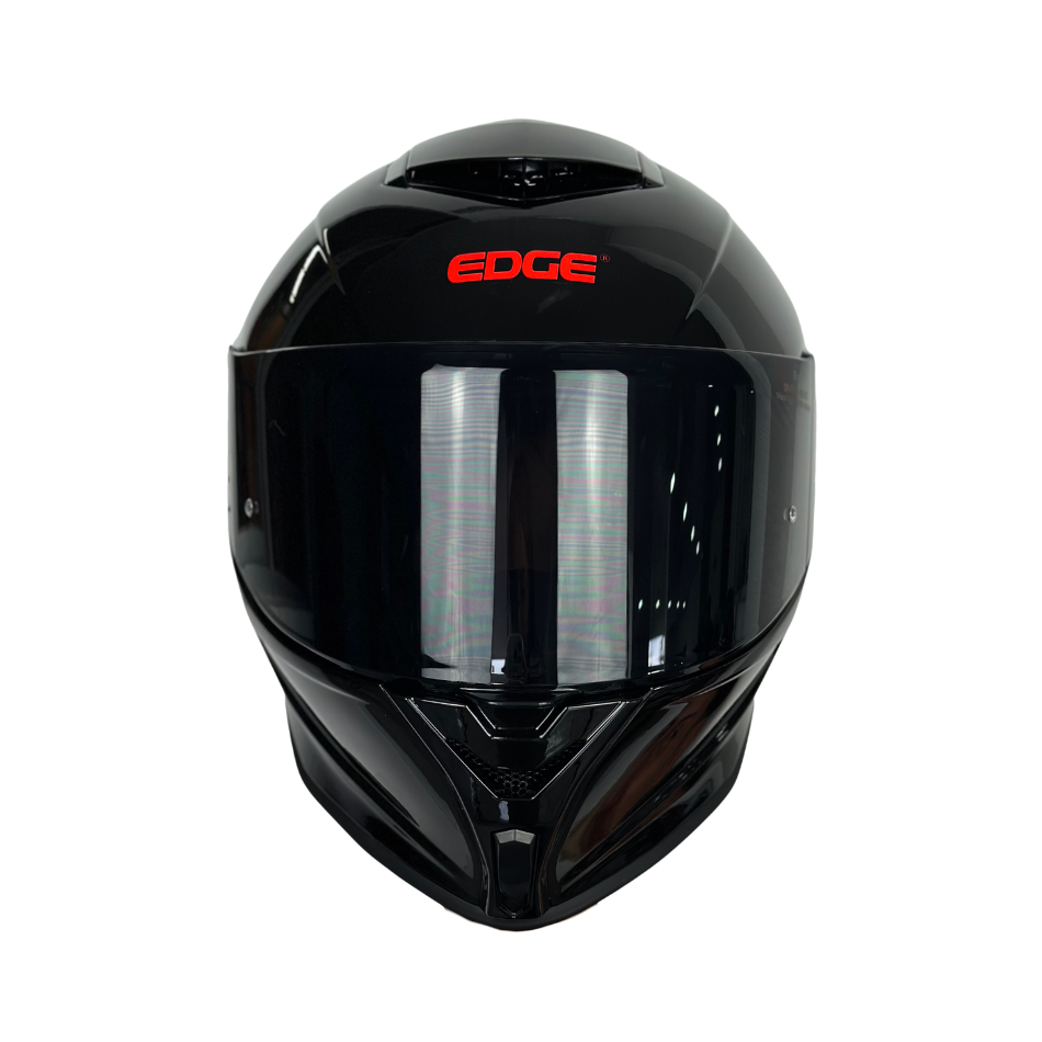 Casco EDGE Integral Shanghai Sólido Negro Logo Rojo Brillante Certificación DOT I ECE