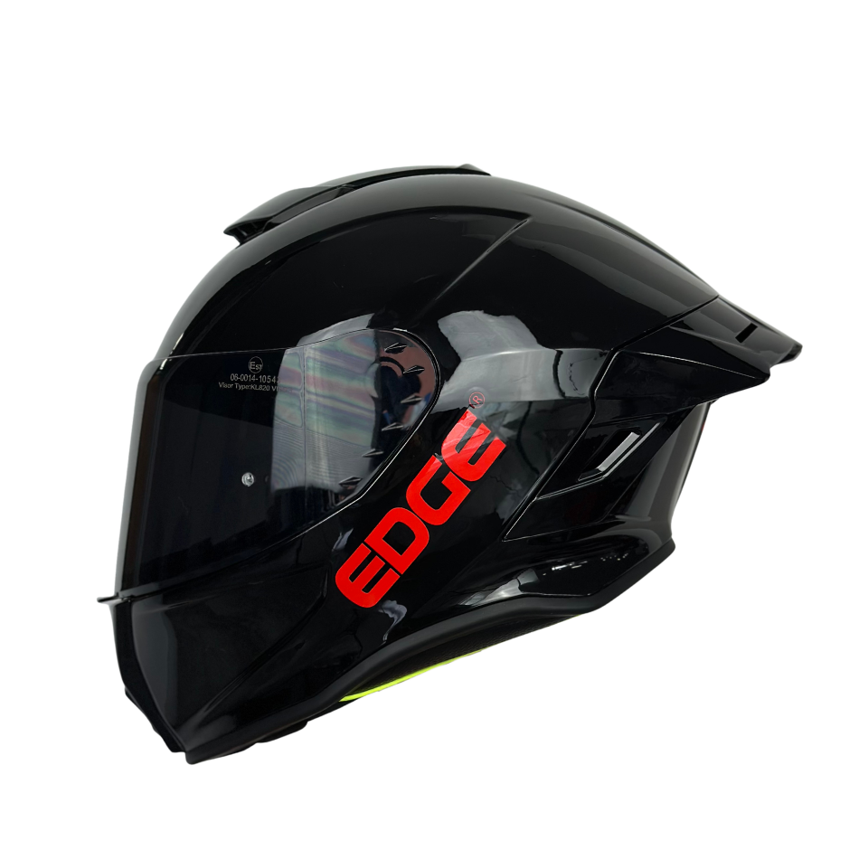 Casco EDGE Integral Shanghai Sólido Negro Logo Rojo Brillante Certificación DOT I ECE