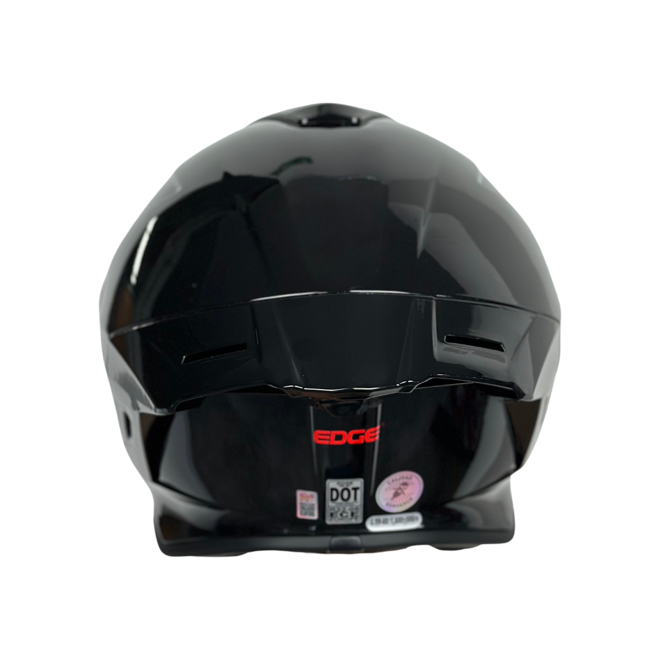 Casco EDGE Integral Shanghai Sólido Negro Logo Rojo Brillante Certificación DOT I ECE
