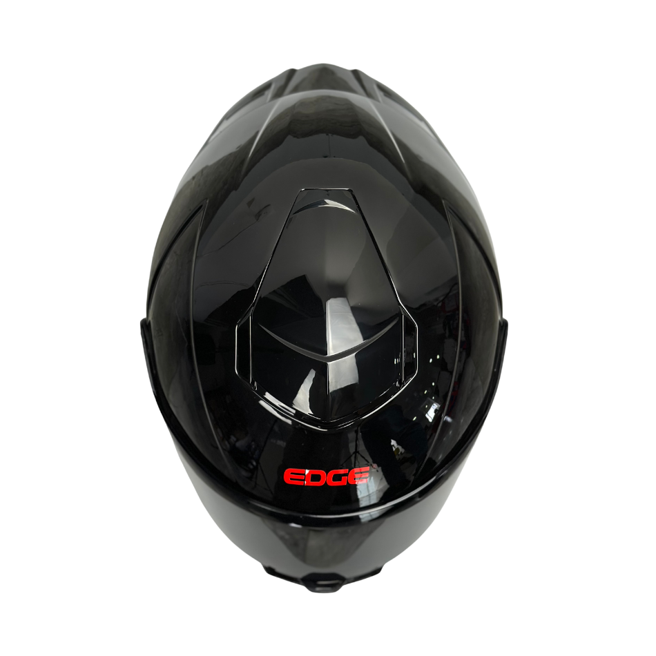Casco EDGE Integral Shanghai Sólido Negro Logo Rojo Brillante Certificación DOT I ECE