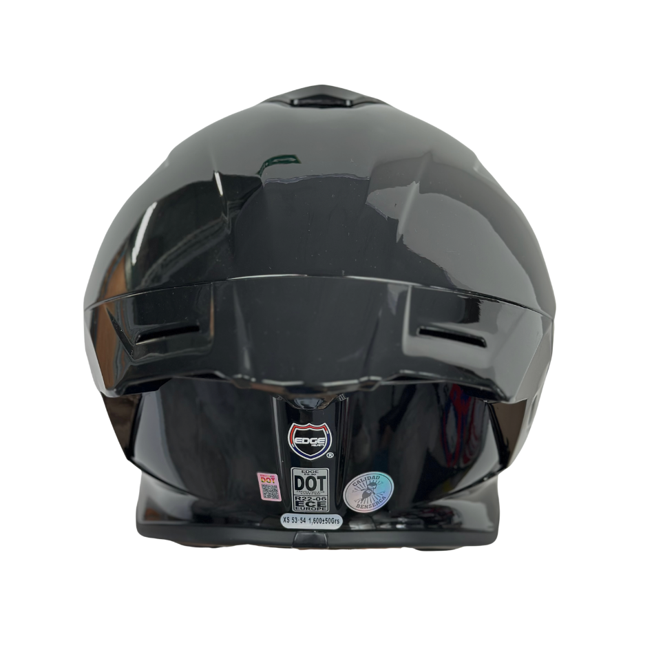 Casco EDGE Integral Shanghai Sólido Negro Logo Morado Brillante Certificación DOT I ECE
