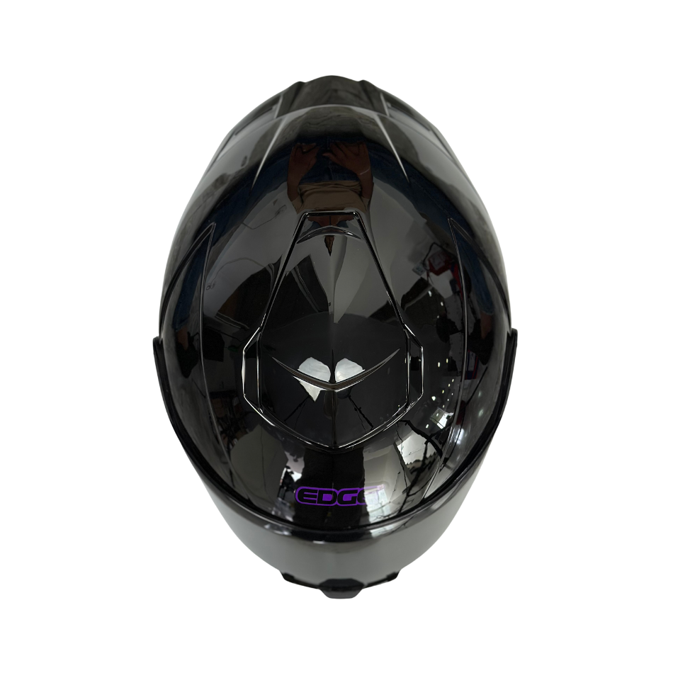 Casco EDGE Integral Shanghai Sólido Negro Logo Morado Brillante Certificación DOT I ECE