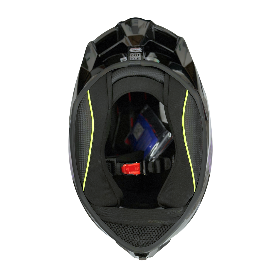 Casco EDGE Integral Shanghai Sólido Negro Logo Morado Brillante Certificación DOT I ECE