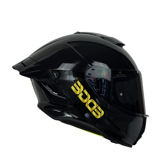 Casco EDGE Integral Shanghai Sólido Negro Logo Dorado Brillante Certificación DOT I ECE