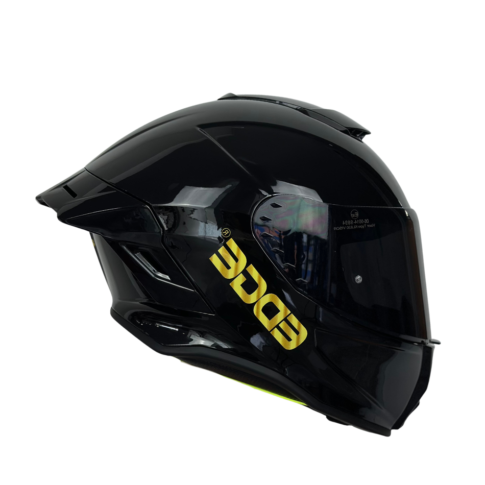 Casco EDGE Integral Shanghai Sólido Negro Logo Dorado Brillante Certificación DOT I ECE