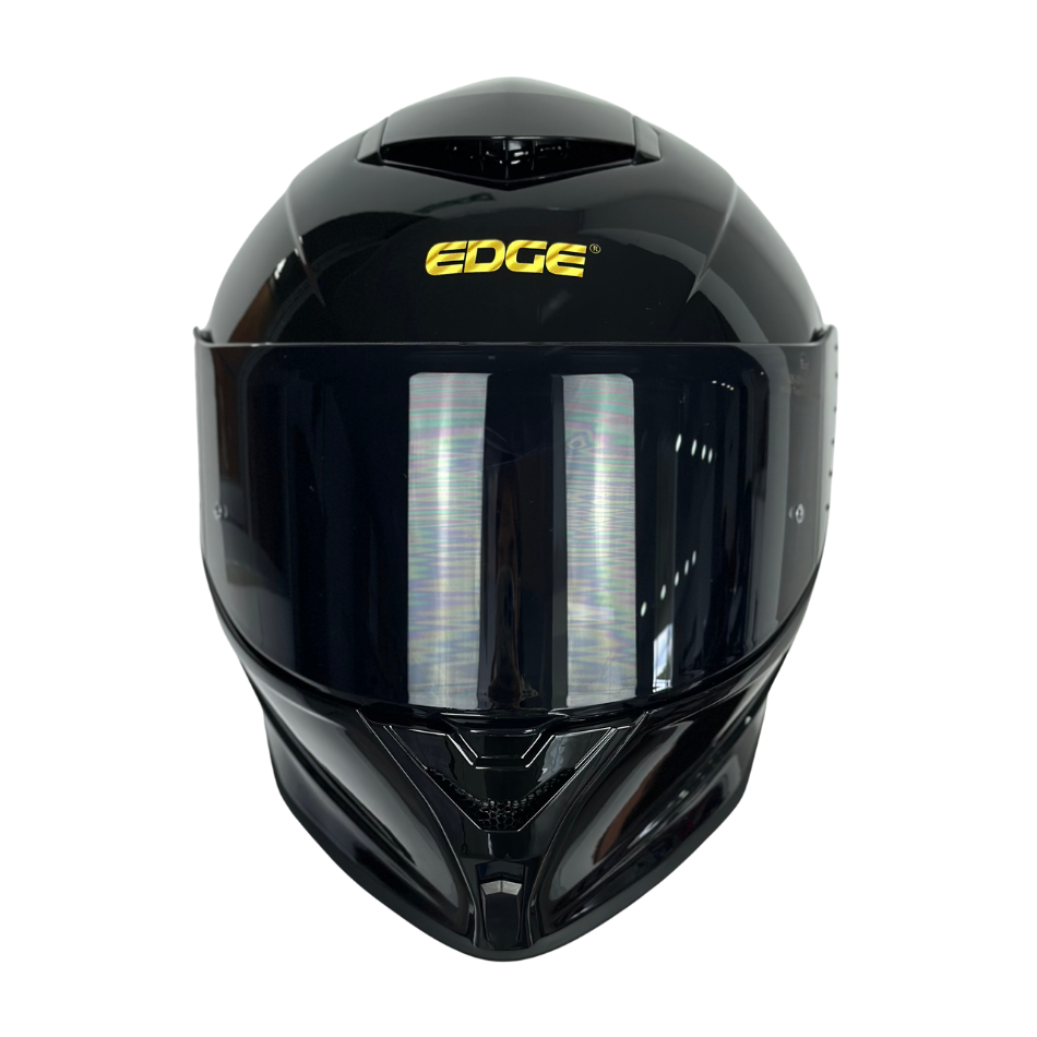Casco EDGE Integral Shanghai Sólido Negro Logo Dorado Brillante Certificación DOT I ECE